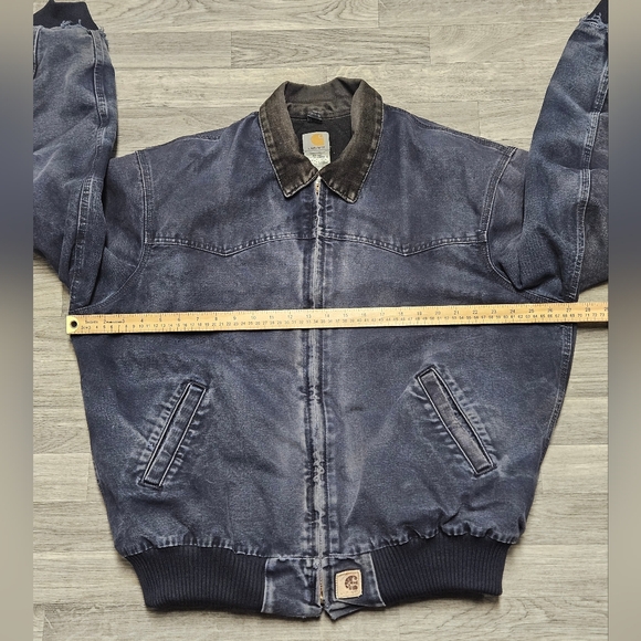 Vintage 90s Carhartt J14 MDT Faded Blue Santa Fe Canvas Quilt Lined Jacket XL - Picture 6 of 13